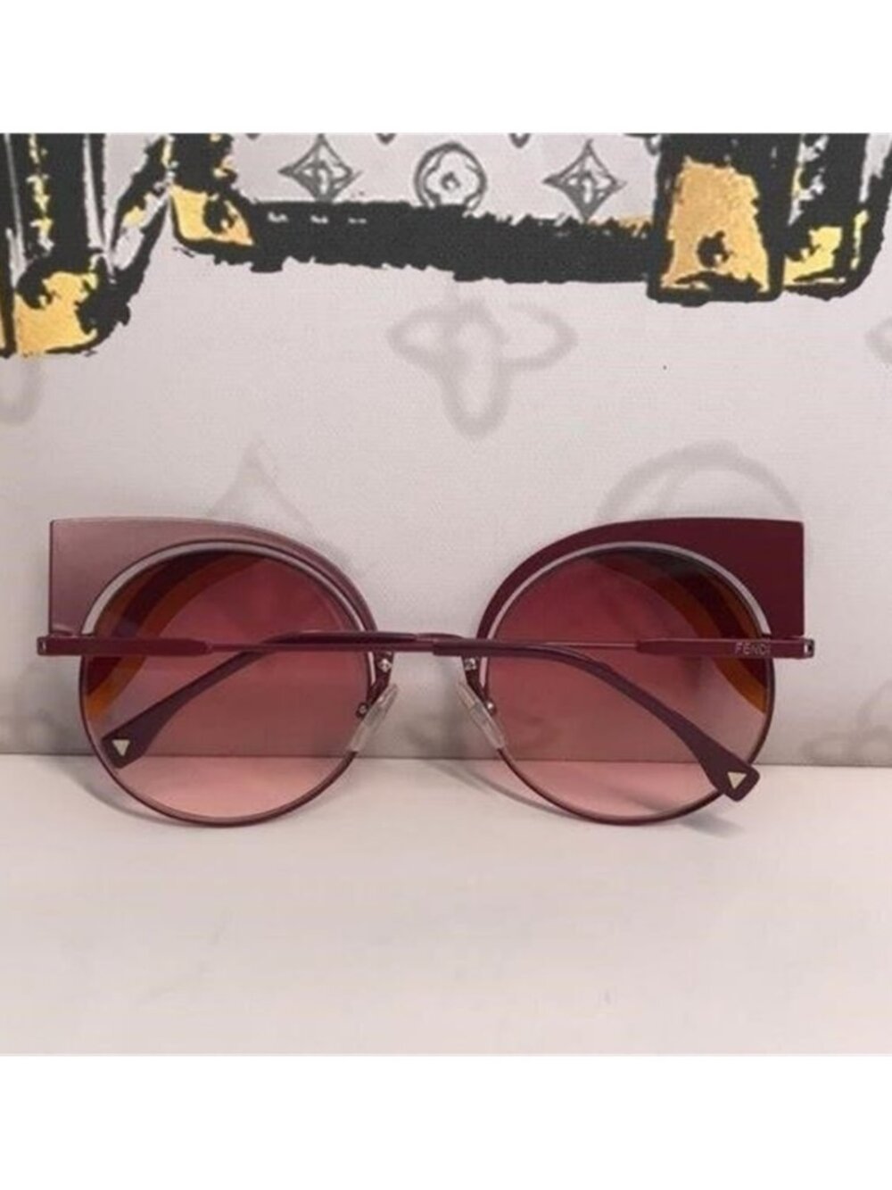 💯 - New Authentic Fendi FF 0215/s 00l9- X4 Burgundy Cat Eye Sunglasses - Picture 3 of 12